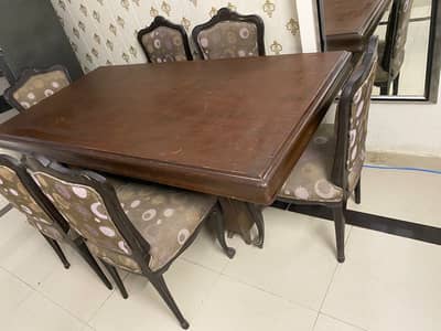 Dining table 74x38 inches with 6 chairs for sale