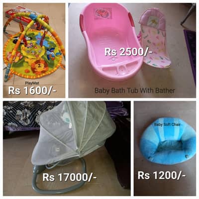 Baby Swing, Playmat, Baby Bather and tub, Soft Chair