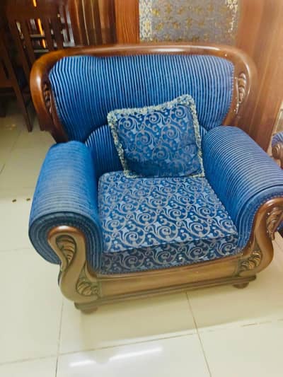 wooden sofa set + deewan + 3 centre tables set