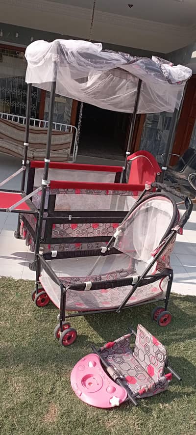 Imported Baby cot+play pan+stroller+baby sitting+net curtains