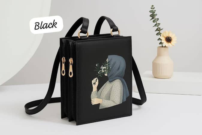 Hijabi Mini Crossbody Shoulder Bag for Women | Stylish Printed Small Handbag | Lightweight PU Leather Purse with Adjustable Strap