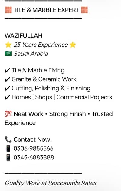 tile and marble construction