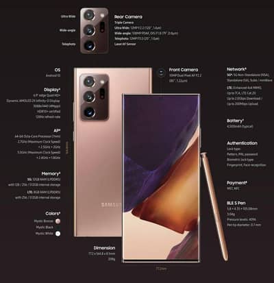 Samsung Note 20 Ultra Bronze 5g 12/256gb