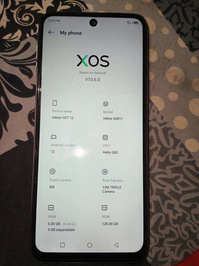 Infinix Infinix Hot 12.6+5/128 with box urgent for sell price 20k