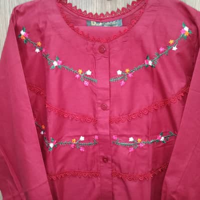 pure cotton 2 pieces standard size embroidered dress