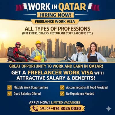 Qatar Visa/ Work Visa Qatar/2 Year Freelance Visa/ Work Visa For Qatar