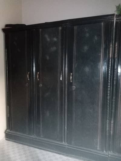 3 items (double bed without mattress,  Almari, divider