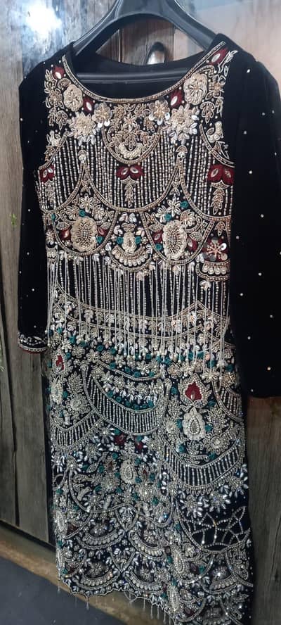 velvet heavy okra dabka dress