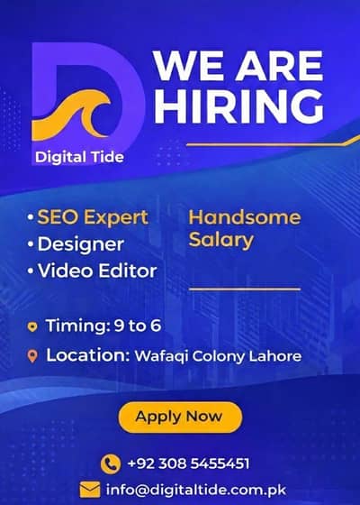 SEO Expert Required | Video Editor, Designer  Required | Jobs