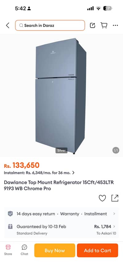 Dawlance refrigerator/ fridge9191 inverter in brand new condition