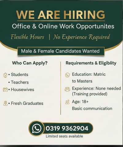 we are hiring candidates for job
