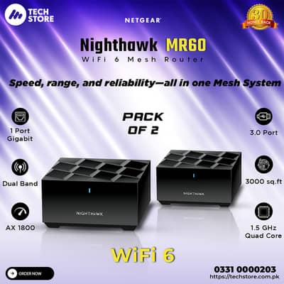 Netgear Nighthawk MR60 Mesh WiFi 6 Router Pack of 2 | Branded Used