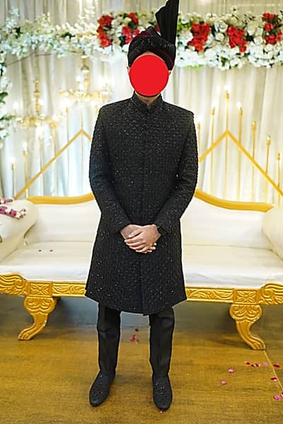 Groom Black Sherwani set, All Assesories, Used once & only few hours