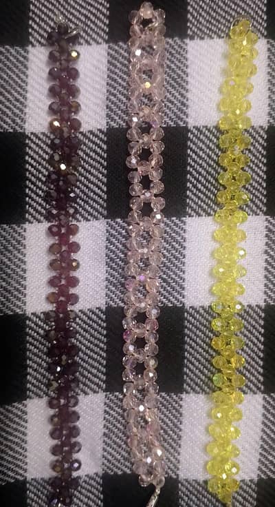 PAIR OF 3 HAND-MADE CRYSTAL BRACELET