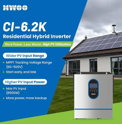 HWOO inverters 4kw, 6.2kw, 11kw hybrid. 10kw, 15kw, 20kw on grid