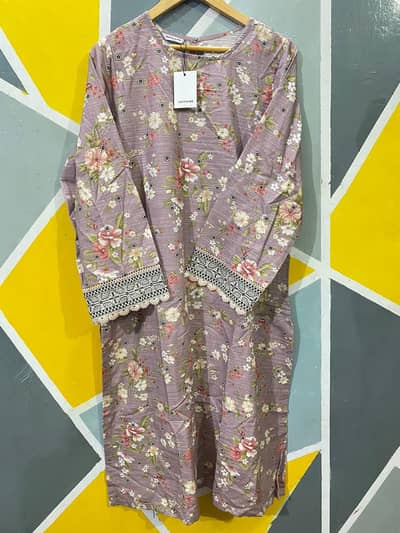 one piece zari khaddar shirt for women in large size