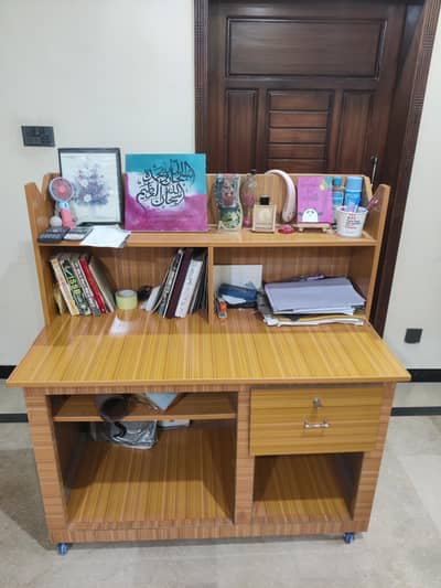 Study Table Pure Wooden made with tyres at bottom