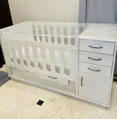 Solid Wood Baby Cot with Storage – Heavy & Strong