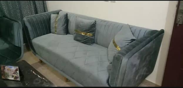 7 seater sofa set with curtains and table