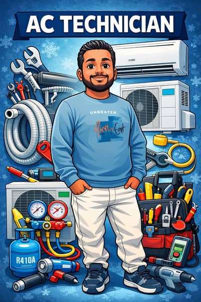 mujhe 10 ladkon ki zarurat hai technician AC