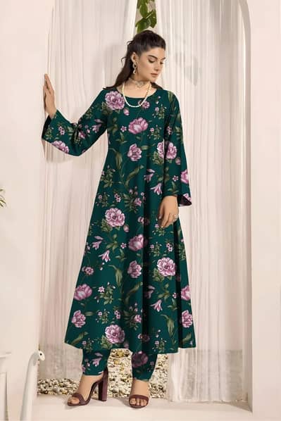 2 PCs Women's unstitched printed suit