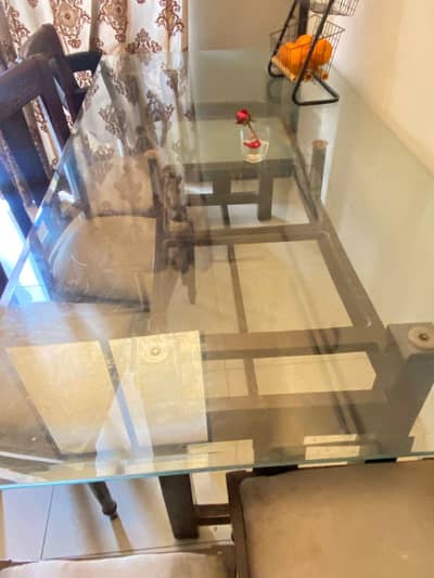 glass dinning table with  8 chairs