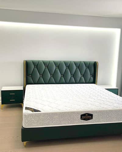 fancy king size bed two side tables