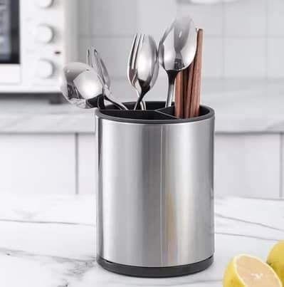 360° Rotating large utensils holder stainless steel| Culinary holder