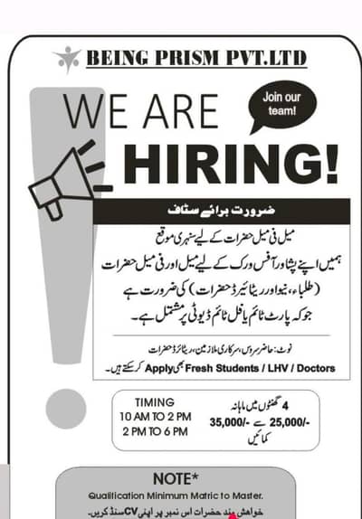 office work male and female required
