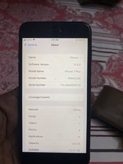 iphone 7 plus (128) gb PTA APPROVED