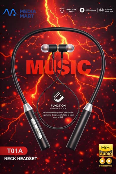 Wireless Neckband Bluetooth Headset | Hifi Stereo Sound