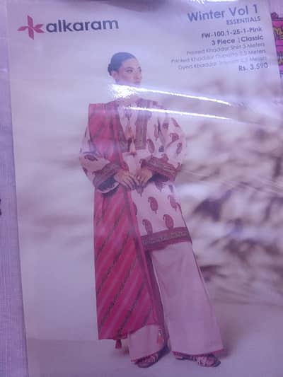 stitched light khaddar three piece one time used  in xl in brand alkar