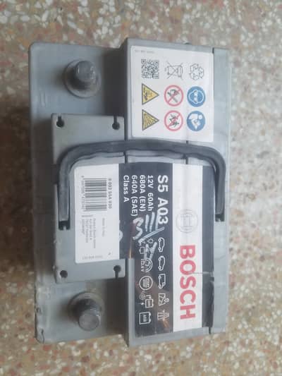 Bosch S5 12V 60 Ah AGM Battery LH position. O3244833221