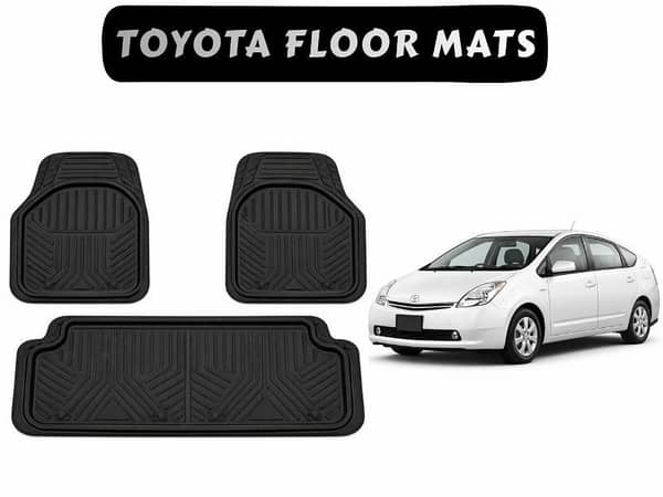Toyota Prius 2009.2015 Custom Fit Floor Mats | 3 Pcs Black Rubber Coated | Waterproof & Anti-Slip