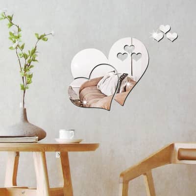 3d three dimensional acrylic crystal heart shaped mirror