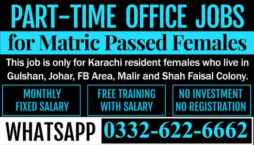Part-time Office Jobs for Matric Passed Girls