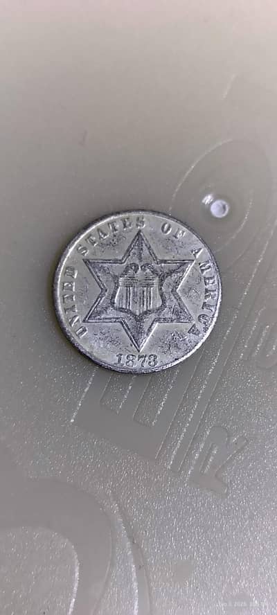 USA OLD 1873 SILVER III CENTS RARE COIN, ANCIENT & ANTIQ SILVER COIN.