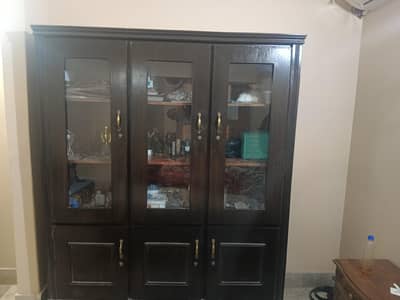 Solid Wooden Divider with Glass Doors – Well Maintained