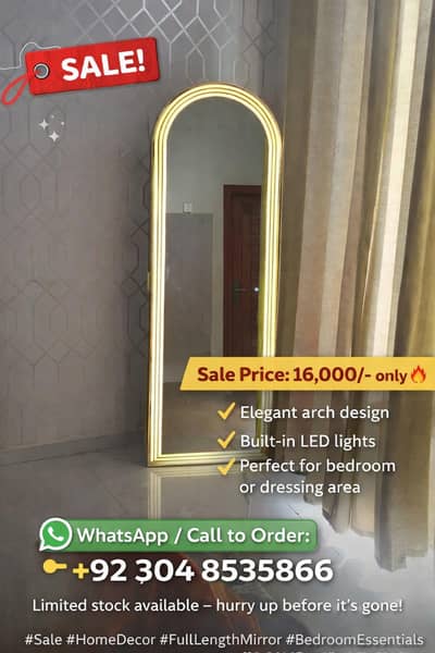 large size mirror 3 lightening with wooden stand  for sale with touch