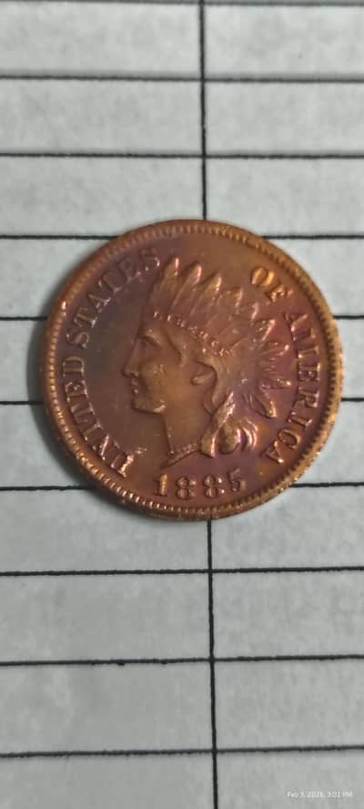USA 1885 INDIAN HEAD ONE CENT VERY RARE COIN, ANTIQ WHEAT PENNY COIN