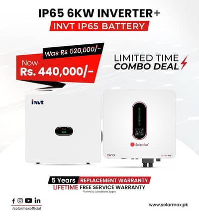 solar max onyx 6kw hybrid with invt 5kw lithium battry