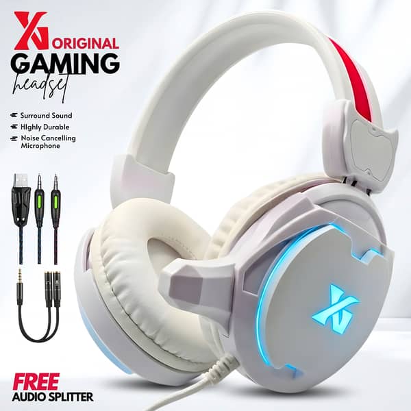FunBug Best Gaming Headphones with Mic for PC, Pubg Mobile, PS4, Laptop – 360 Surround Sound, Wired Over-Ear Headset with Noise-Canceling Microphone (White)