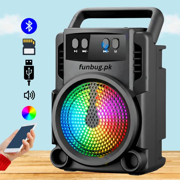 FunBug Original Wireless Bluetooth Speaker RGB: Mini Portable Speaker with Big Sound, Bass, and Woofer