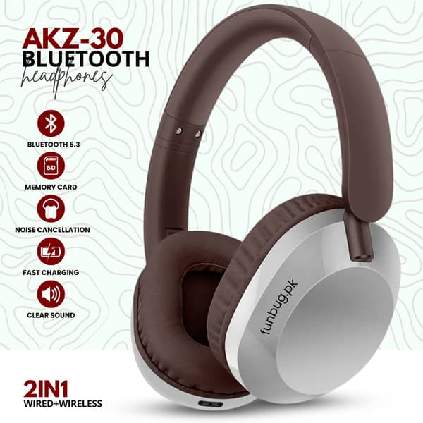 Dual Mode Bluetooth Wireless & Wired Headphones with Built-in Mic (Black)