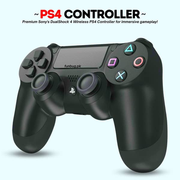 Premium DualShock 4 Wireless PS4 Controller ~ Bluetooth PlayStation 4 Controller ~ JoyStick JoyPad GamePad Remote Gaming Controller for PS4, PC, Laptop, Computer, Mobile, Android TV Box, Windows 7/8/10/11 XP & Vista, Android, iOS ~ By FunBug