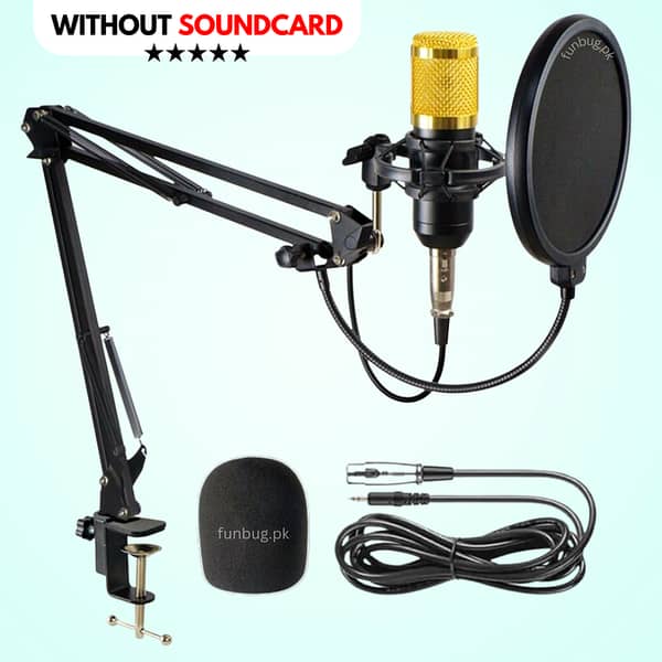 ORIGINAL BM800 Condenser Microphone KIT with V8 SoundCard for Studio Recording — Home Studio Setup for Podcasting, Live Streaming, Gaming, Singing, ASMR by FunBug