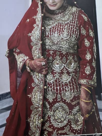 Bridal Red / mehroon Lehenga – Heavy Embroidery - one time used only
