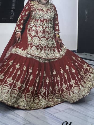 Bridal Red / mehroon Lehenga – Heavy Embroidery - one time used only