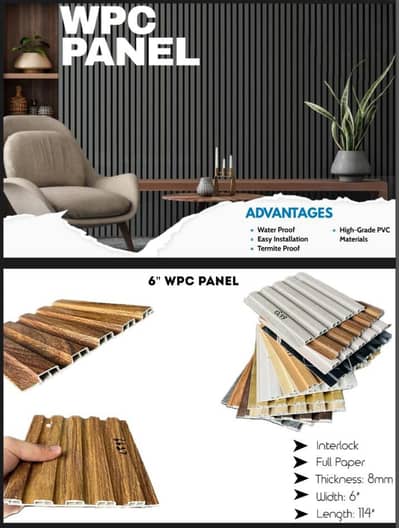 WPC Flouted Panel / PVC Wall Panel / 3D Wallpaper/ Ceiling / Flooring