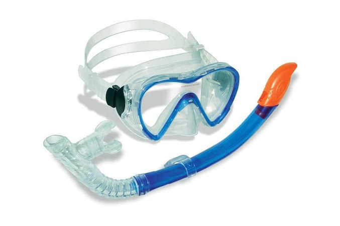 Snorkel Mask 2 in 1 Diving Mask and Swmming Goggles | Anti-Fog Anti-Leak Semi Dry Scuba Mask for Adult and Kids Swimming Mask (Random Color) - Swim Set Snorkel Swimming Diving Face Mask / Swimming / Diving Mask & Snorkel Set